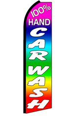 100% HAND CAR WASH (Rainbow) Feather Flag