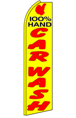 100% HAND CAR WASH (Yellow) Feather Flag
