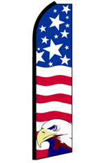 PATRIOTIC WITH EAGLE (Horizontal) Feather Flag