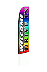 Welcome Drive In (Rainbow) Feather Flag