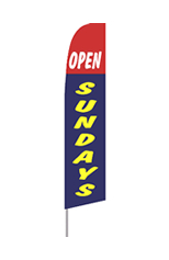 Open Sundays (Red and Blue) Feather Flag